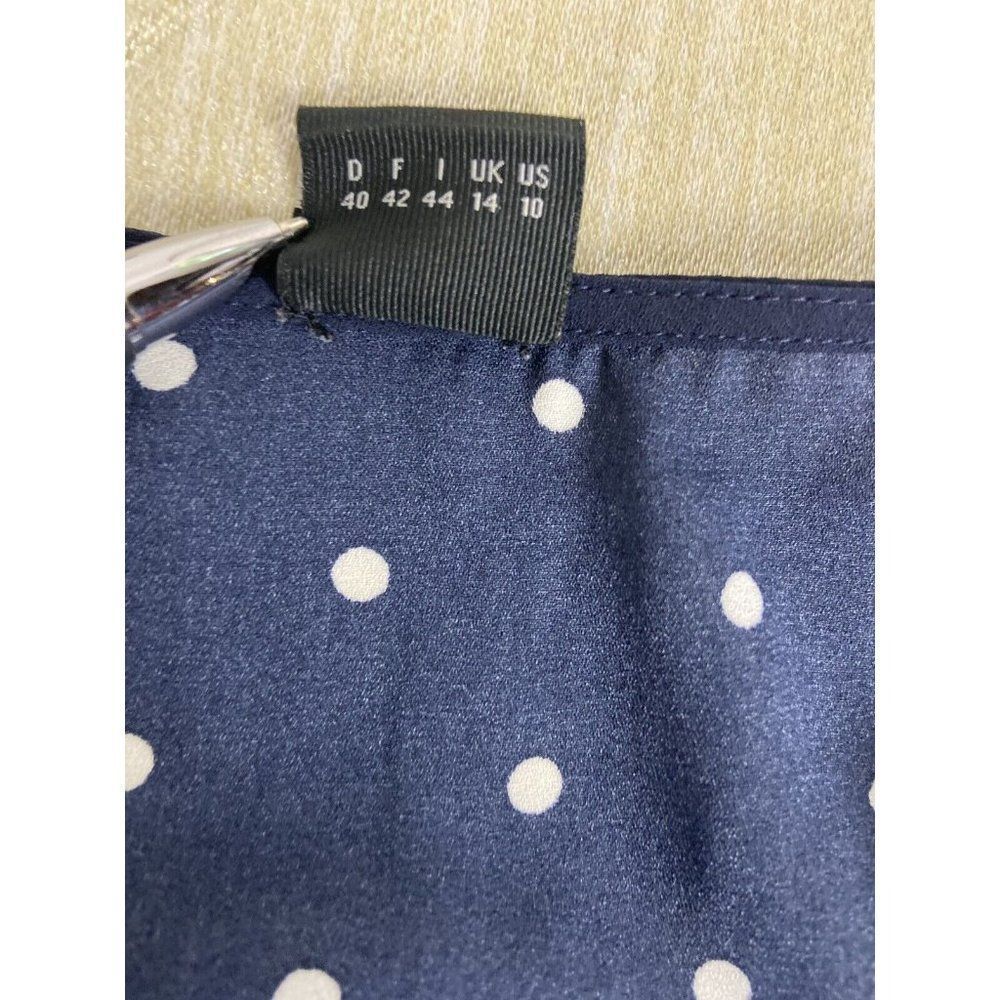 S. OLIVER BLACK LABEL Women's  Blue Polka Dot  Riffle Blouse Top Shirt Size 10 - Picture 8 of 8